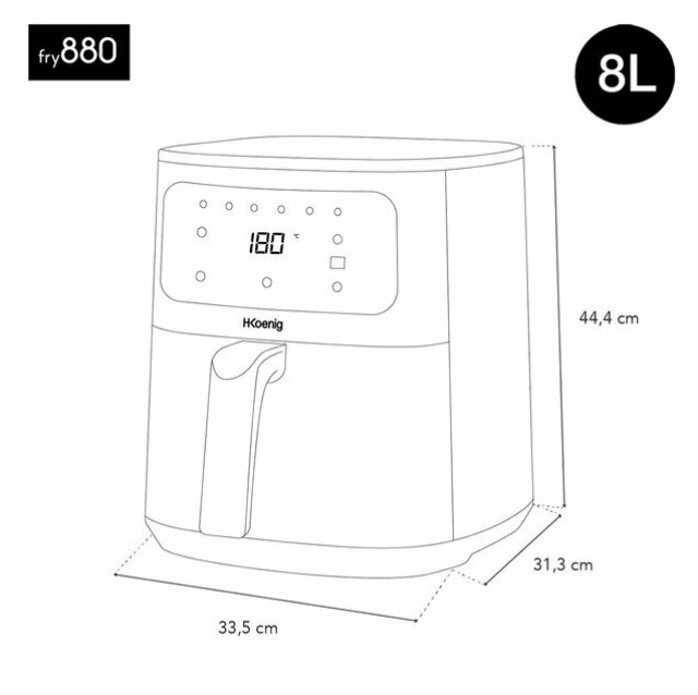 Φριτέζα Αέρος χωρίς Λάδι 8lt Airfryer FRY880 H.Koenig