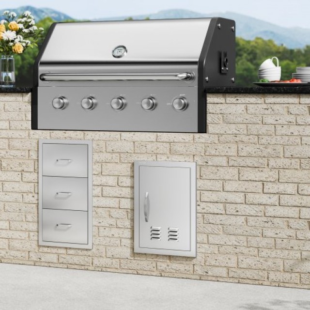 Πόρτα BBQ Νησίδας 356x508 mm Ανοξείδωτη για Εξωτερική Κουζίνα - VEVOR  DMMBSCJM14X2XD5QDV0