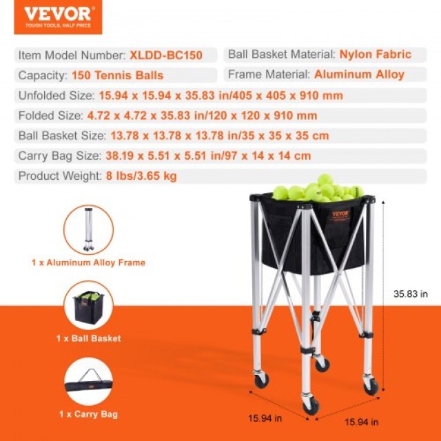 Καλάθι Τένις VEVOR με Ρόδες για 150 Μπάλες  KZDBXSWQTC1535M1IV0