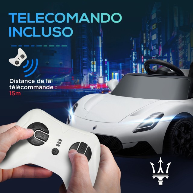 AIYAPLAY  Παιδικό Αυτοκίνητο Maserati MC20, Χειροκίνητη Οδήγηση, Τηλεχειριστήριο και LED Φώτα, Ηλικίες 3-6 Ετών, Λευκό  370-336V90WT
