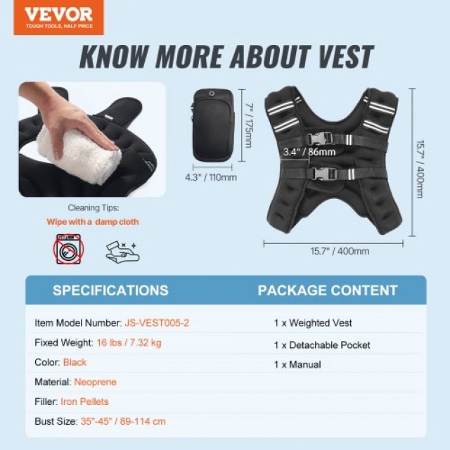 VEVOR  Γιλέκο Βάρους 16lb για Άνδρες & Γυναίκες για Προπόνηση Δύναμης GDZLKXTS16LB1UQTTV0