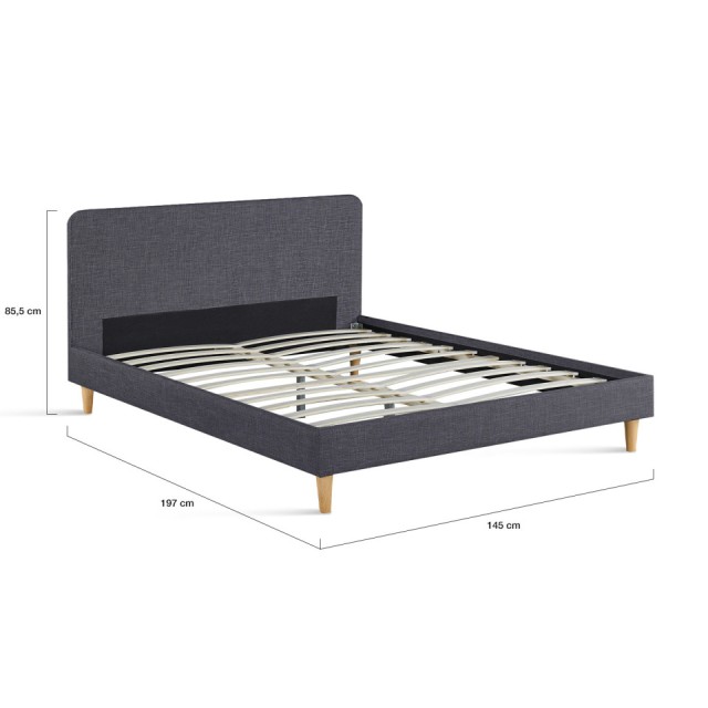 Διπλό Κρεβάτι Evy με Ξύλινα Πόδια - 160x200 cm Γκρι 30130589 Idomya