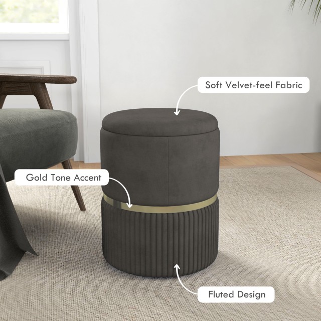 HOMCOM Storage Pouf 120 kg max για Σαλόνι, Είσοδο και Υπνοδωμάτιο, σε πολυεστέρα, 36x36x44 cm, Γκρι 838-439V00GY