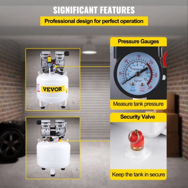 VEVOR  Φορητός Αεροσυμπιεστής Pancake 40L, 1HP, 115PSI, 5.9CFM KY40L750W220VS9ETV2