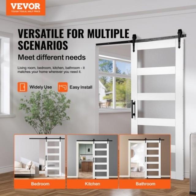VEVOR Κιτ Συρόμενης Πόρτας Αχυρώνα 36 x 84 Ξύλο και Γυαλί  BLGCMTZS...