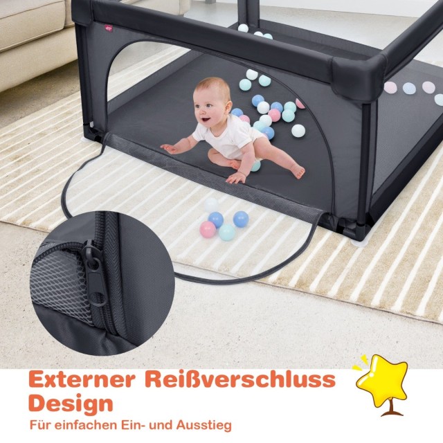 Costway Παιδικό Πάρκο 120 x 120 cm με 50 Μπάλες και Αναπνεύσιμο Δίχ...