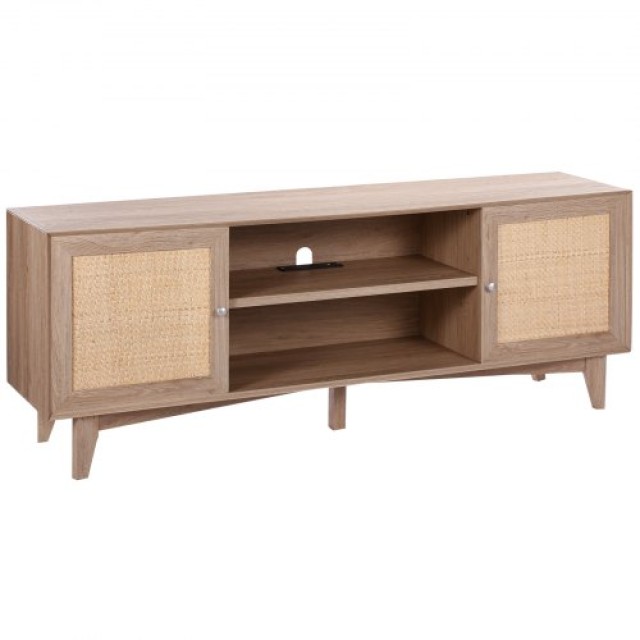Ρατάν TV Σταντ 191cm Boho TV Ντουλάπι Δρυς - VEVOR  TBDSJ66INCHEOANELV2