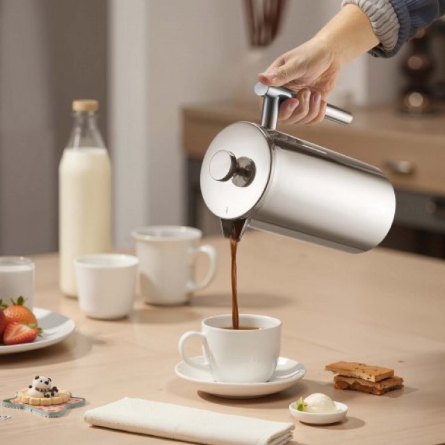 VEVOR Γαλλική Καφετιέρα 1.5L από Ανοξείδωτο Ατσάλι - Ασημί BXGKFYHB...