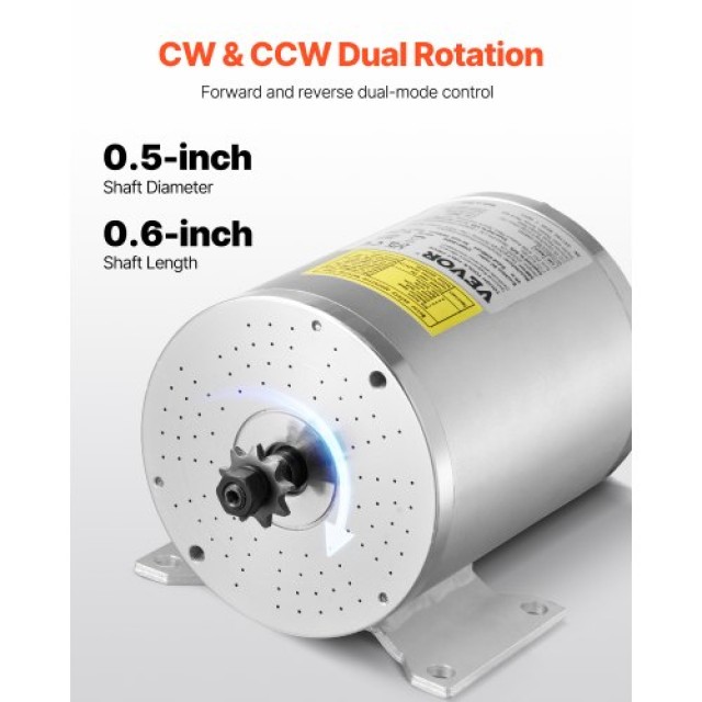 VEVOR Σετ Ηλεκτρικού Κινητήρα 1800W 48V 4500rpm με Ελεγκτή ZLWSDJTJ18007TVWHV9