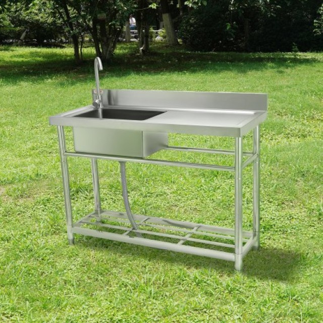 VEVOR Νεροχύτης Ανοξείδωτος με 1 Θέση & Πάγκο, 100x49x95 εκ. για Γκαράζ, Εστιατόριο, Πλυντήριο, NSF Πιστοποίηση  DSCDGZTZDC394FO0XV0