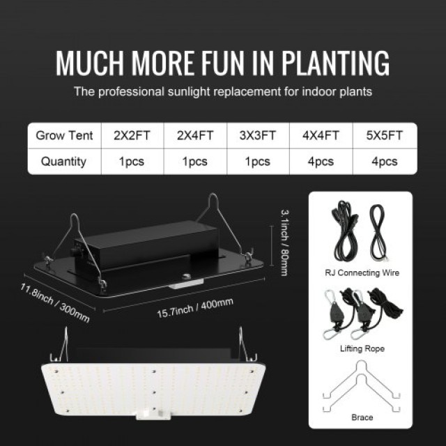 Φωτιστικό Καλλιέργειας VEVOR LED 150W, Πλήρες Φάσμα, Ρυθμιζόμενο, Samsung Δίοδοι, Για Εσωτερικά Φυτά, Σπορόφυτα, Θερμοκήπιο  LZB150W21220VN9EHV2