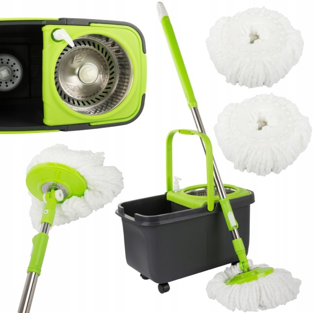 Verk group Σετ κουβά περιστροφικής σφουγγαρίστρας 360 με διανομέα κ...