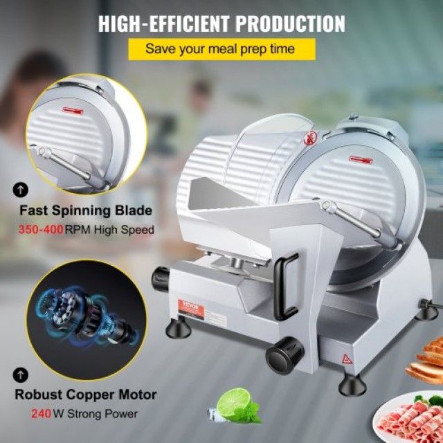 Ηλεκτρικός Κόφτης Κρέατος VEVOR 240W, 10 Λεπίδα, Ρυθμιζόμενο Πάχος ...