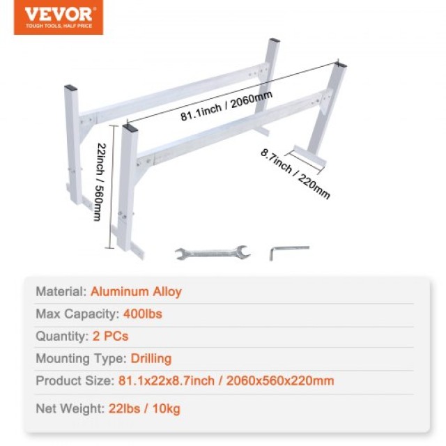 VEVOR Σχάρα Οροφής Βαν, 2 Μπάρες Αλουμινίου, 181 kg, Ρυθμιζόμενο Μή...