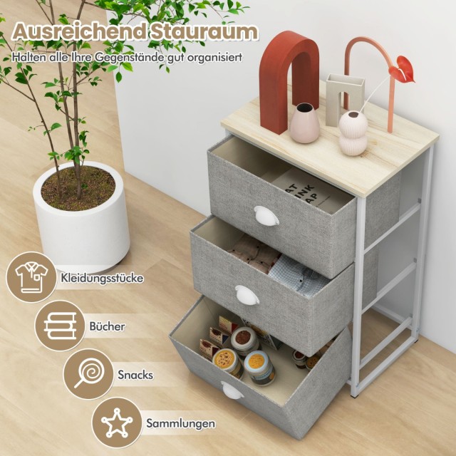 Costway Υφασμάτινη Συρταριέρα 45 x 30 x 73 εκ.με Μεταλλικό Σκελετό ...