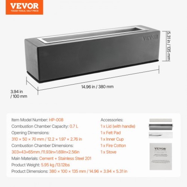 VEVOR  Τζάκι Τραπέζι 15 Σκυρόδεμα Εσωτερικού/Εξωτερικού Χώρου  ZMSHKHNTQHSZ4S3IKV0