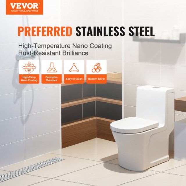 VEVOR Γραμμική Σχάρα Ντους 610mm με Τετράγωνο Σχέδιο, Ανοξείδωτο Ατσάλι 304, Ασημί  XXPSGBXGYSCKZD1TIV0