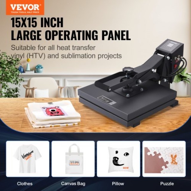 VEVOR  Θερμοπιεστήριο 15x15 για DIY T-shirt  GDSYD1515110VZG9PV2