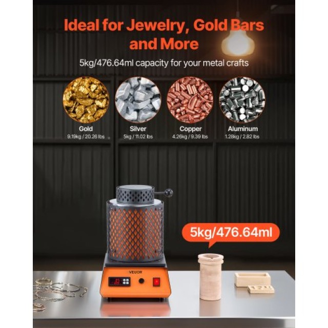 VEVOR Ηλεκτρικός Φούρνος Χύτευσης VEVOR, 1500W, 5kg Κεραμικό Χωνευτ... VEVOR Ηλεκτρικός Φούρνος Χύτευσης VEVOR, 1500W, 5kg Κεραμικό Χωνευτ...