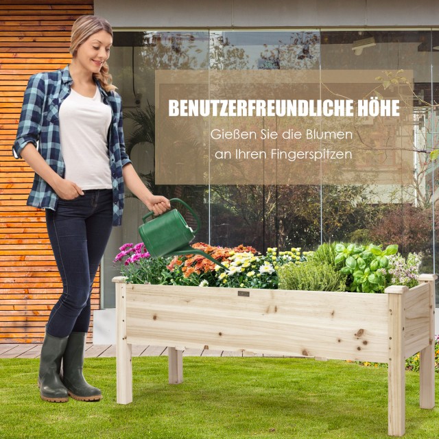 Costway Υπερυψωμένο Κιβώτιο Φύτευσης από Ξύλο Έλατου 120 x 43,5 x 5...