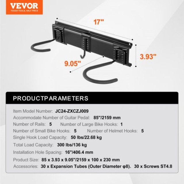 Ράφι Ποδηλάτων VEVOR για 6 Ποδήλατα + 5 Κράνη  DGGJ85INCH60N0WIAV0