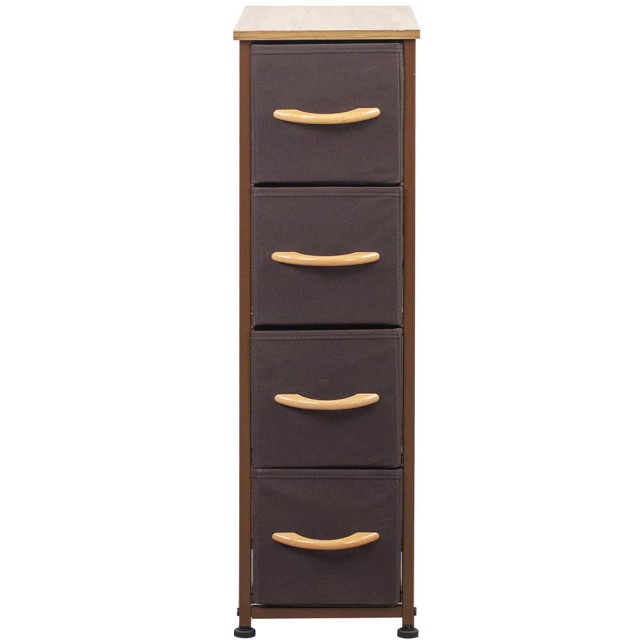 BAKAJI  Συρταριέρα Εξοικονόμησης Χώρου Slim  77,5 x 23 x 48 εκ.με 4 Ράφια Υφασμάτινα Ανοιχτό Καφέ Σκούρο Καφέ  02814751