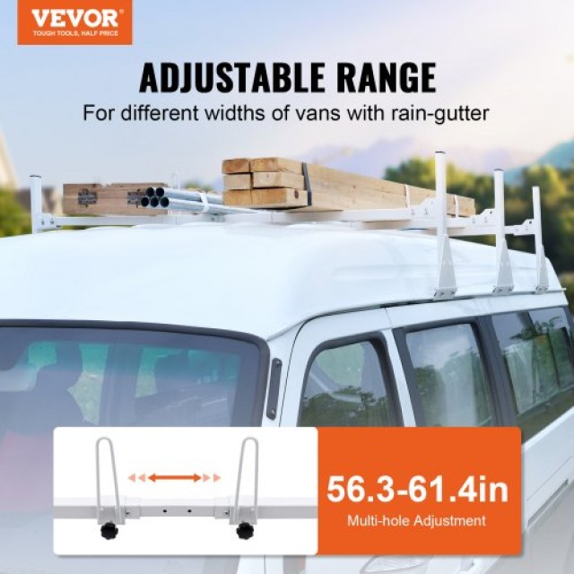 Ράφι Οροφής Βαν VEVOR, 3 Μπάρες, 340 kg, για Chevrolet Express κ.ά....