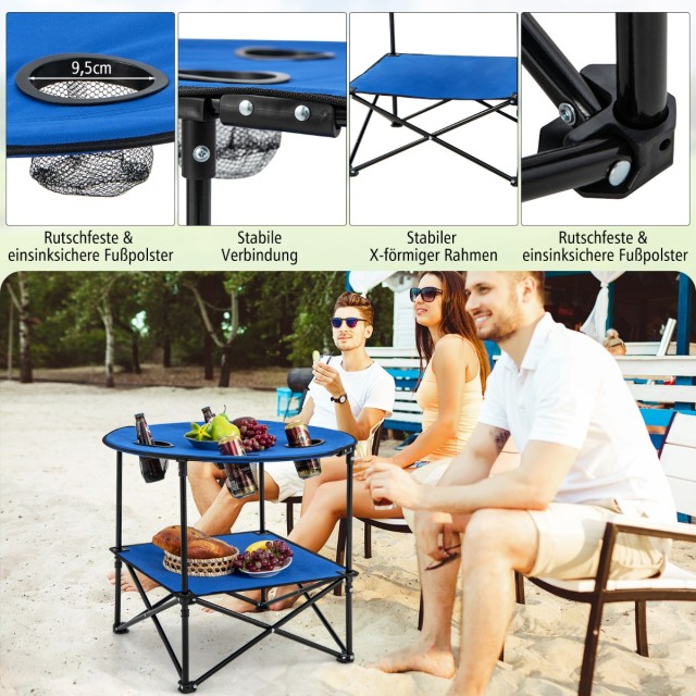 Costway Φορητό Τραπέζι Camping με Αδιάβροχο Ύφασμα και Μεταλλικό Σκ...