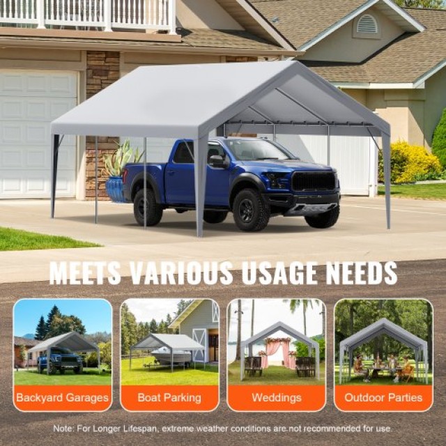 Αντικατάσταση Καλύμματος Carport VEVOR 13x20 ft, Αδιάβροχο & UV Προστατευμένο, Γκρι (Μόνο Κάλυμμα)  CKPB13X20FTH5KUZ0V0