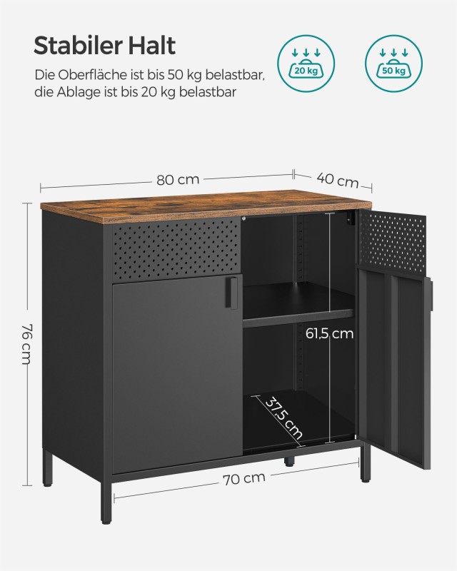 SONGMICS Ντουλάπι Αποθήκευσης 80x40x76cm με Ρουστίκ Καφέ Ξύλινη Επι...