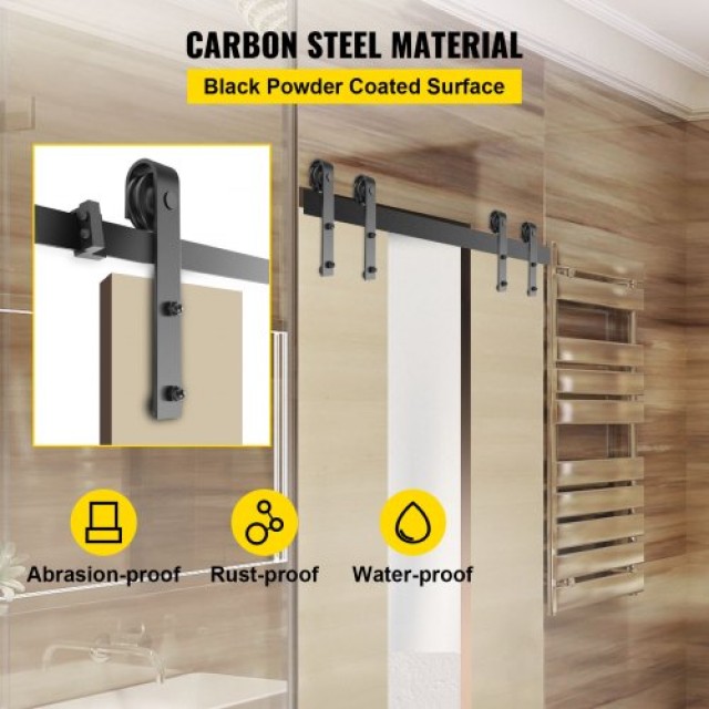 Σετ Συρόμενης Πόρτας VEVOR 12FT, Αντοχή 330LBS, Διπλό Σετ Ανάρτησης, Ανθρακοχάλυβας, Για Πόρτες 1.57-1.77 & 6FT Πλάτος  HDGCDGSMJ12FTLOOQV0