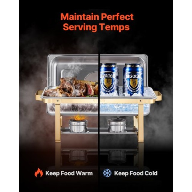 VEVOR 8 Qt 4 Pack Rectangle Chafing Dish Set ZFXBXGBLSTGKXK5LUV0