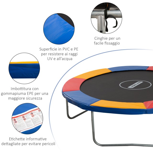 HomCom Protective Edge για Τραμπολίνο Τραμπολίνο σε PVC Κόκκινο Μπλε Κίτρινο (? 305cm) 120307-023