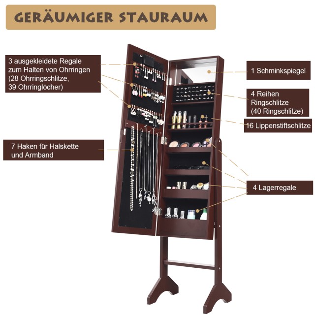 Costway Καθρέφτης Κοσμηματοθήκη με LED και Ρυθμιζόμενο Καθρέφτη Μακ... Costway Καθρέφτης Κοσμηματοθήκη με LED και Ρυθμιζόμενο Καθρέφτη Μακ...