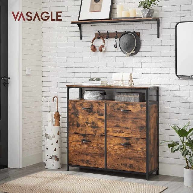 VASAGLE Ντουλάπι Παπουτσιών σε Vintage Καφέ/Μαύρο, 98.3 x 30 x 95 εκ.  LBS803B01