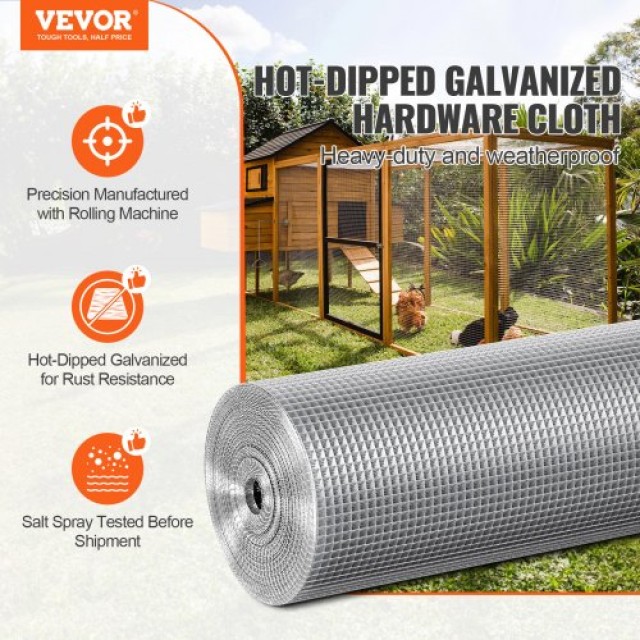 VEVOR Πλέγμα Σύρματος 1/4 48in x 100ft 23 Ga για Περίφραξη Κοτόπουλων  DXGSWL48IN105VTQ7V0