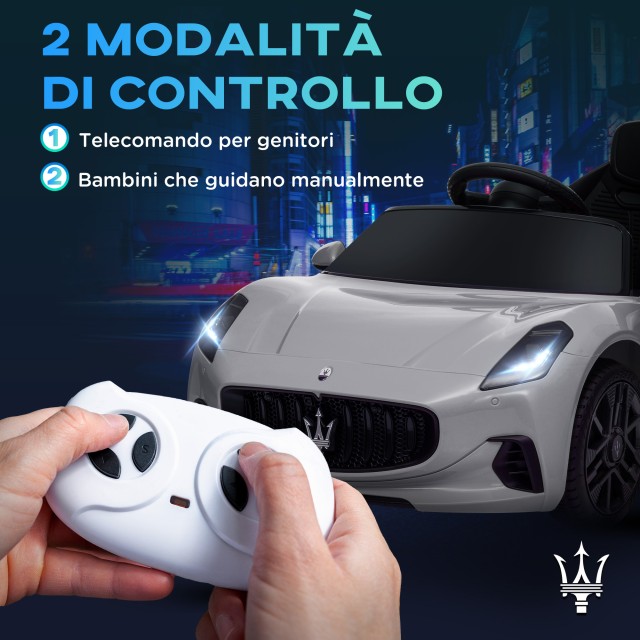 AIYAPLAY  Παιδικό Αυτοκίνητο 12V Maserati Gran Turismo Folgore με Τηλεχειριστήριο, Ηλικίες 3-5 Ετών, Γκρι  370-345V90GY