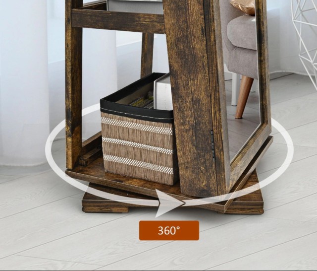 Ξύλινη Περιστρεφόμενη Κοσμηματοθήκη Μπιζουτιέρα με Ολόσωμο Καθρέπτη...