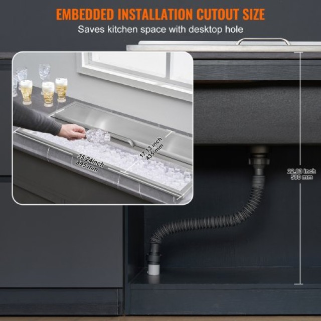 VEVOR  Ανοξείδωτο Εντοιχιζόμενο Ψυγείο 36x18x14 με Καπάκι  QRSCBCHG...