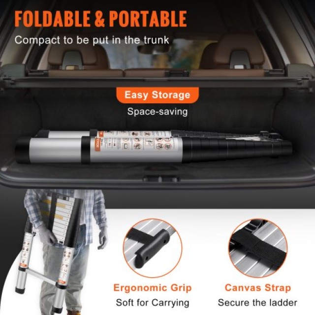 Πτυσσόμενη Σκάλα Αλουμινίου VEVOR 12.5 ft Πολυχρηστική Φορητή  SSLT...