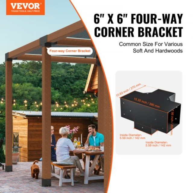 Σετ Βαρέων Βάσεων VEVOR 152x152mm για Πέργκολα, 2τμχ  LPJJST2PCS6X1...
