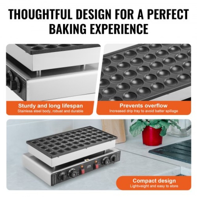 Μηχανή Παρασκευής Μίνι Ολλανδικών Pancake 43mm VEVOR 50PCS 1700W  SYJBJDP50KF0N6CCCV2