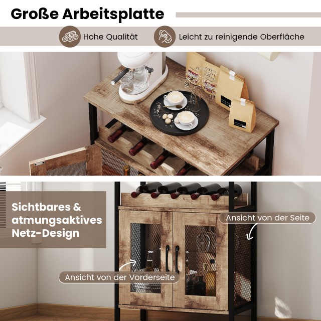 Costway Ρετρό Κρασιέρα με Αποσπώμενο Ράφι και Ενσωματωμένες Βάσεις ...