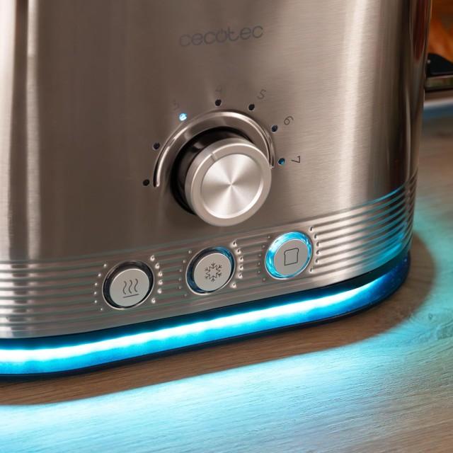 CECOTEC  Διπλή Κατακόρυφη Φρυγανιέρα Cecotec Shine&Toast από Ανοξείδωτο Ατσάλι, 850W, 2 Φέτες, 1.5 Υποδοχές, Φωτισμός LED, 7 Επίπεδα Φρυγανίσματος, Άνω Στήριγμα  CEC-03285