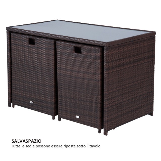 Outsunny Rattan Σετ Έπιπλα Κήπου 5τμχ Τραπεζαρία 4 Καρέκλες με Μαξιλάρια 861-012