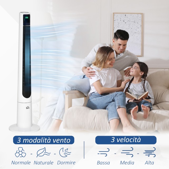 Ανεμιστήρας Tower 50W με 3 λειτουργίες και 3 ταχύτητες με χρονοδιακόπτη 12 ωρών, σε ABS, Ø32x118,2 cm, Λευκό 824-039V90