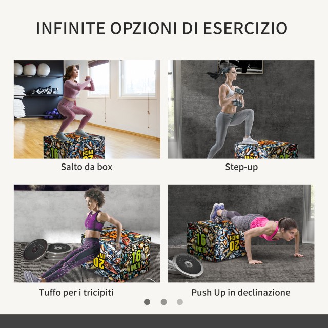 SPORTNOW Plyo Box 3 Heights Αντιολισθητικό Jumping Box για το σπίτι και το γυμναστήριο, 61x51x41 cm, Πολύχρωμο A93-054V00MX