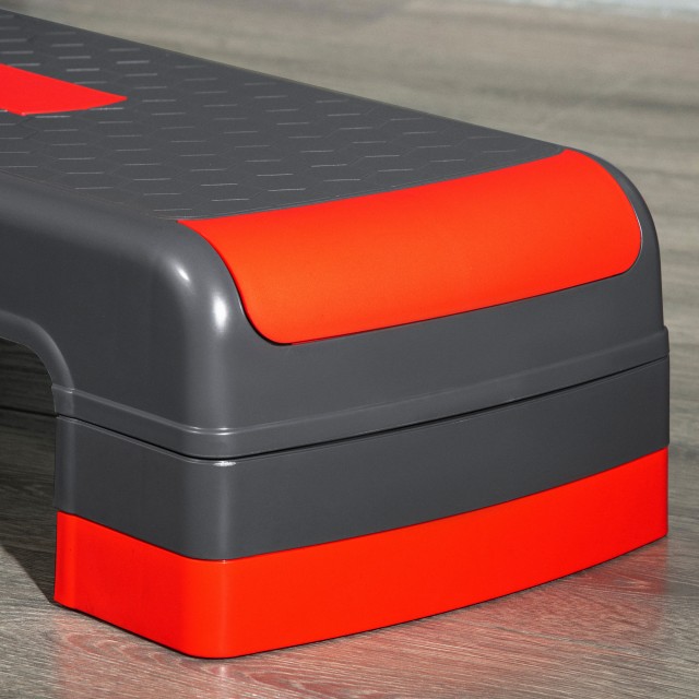 HOMCOM Step Fitness για Αερόμπικ Ρυθμιζόμενο σε 3 ύψη 10-15-20 cm σε πλαστικό, μαύρο και κόκκινο A90-298RD