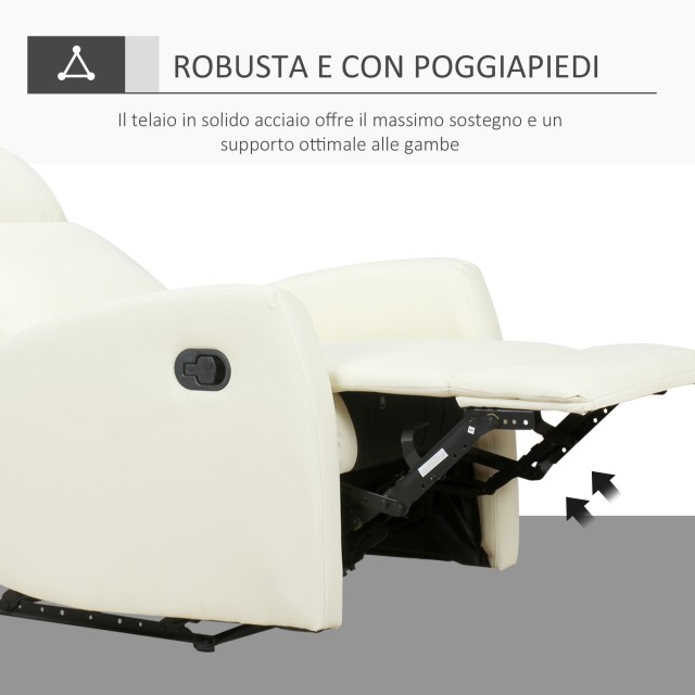 Homcom Ανακλινόμενη Εργονομική Πολυθρόνα Relax 65 από οικολογικό δέρμα ενενήντα δύο ? 100 εκ. Κρέμα 833-384WT