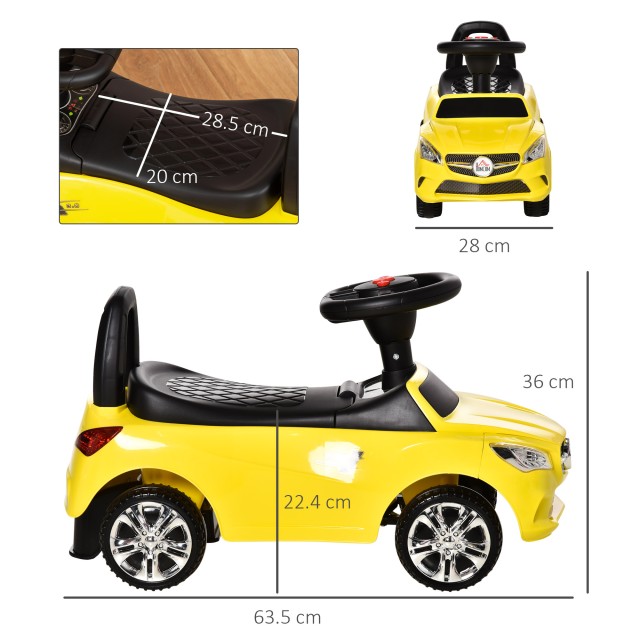 HOMCOM Ride-on Toy Car for Children, Μουσική και Φώτα, Ηλικία 18-36 Μηνών - Κίτρινο 370-197YL